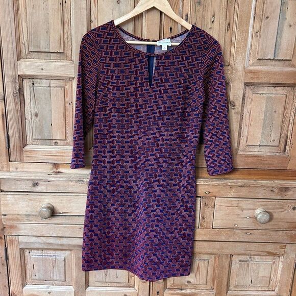 Julie Brown NYC‎ Medium Blue Orange / Red Dress Shift - Picture 1 of 6